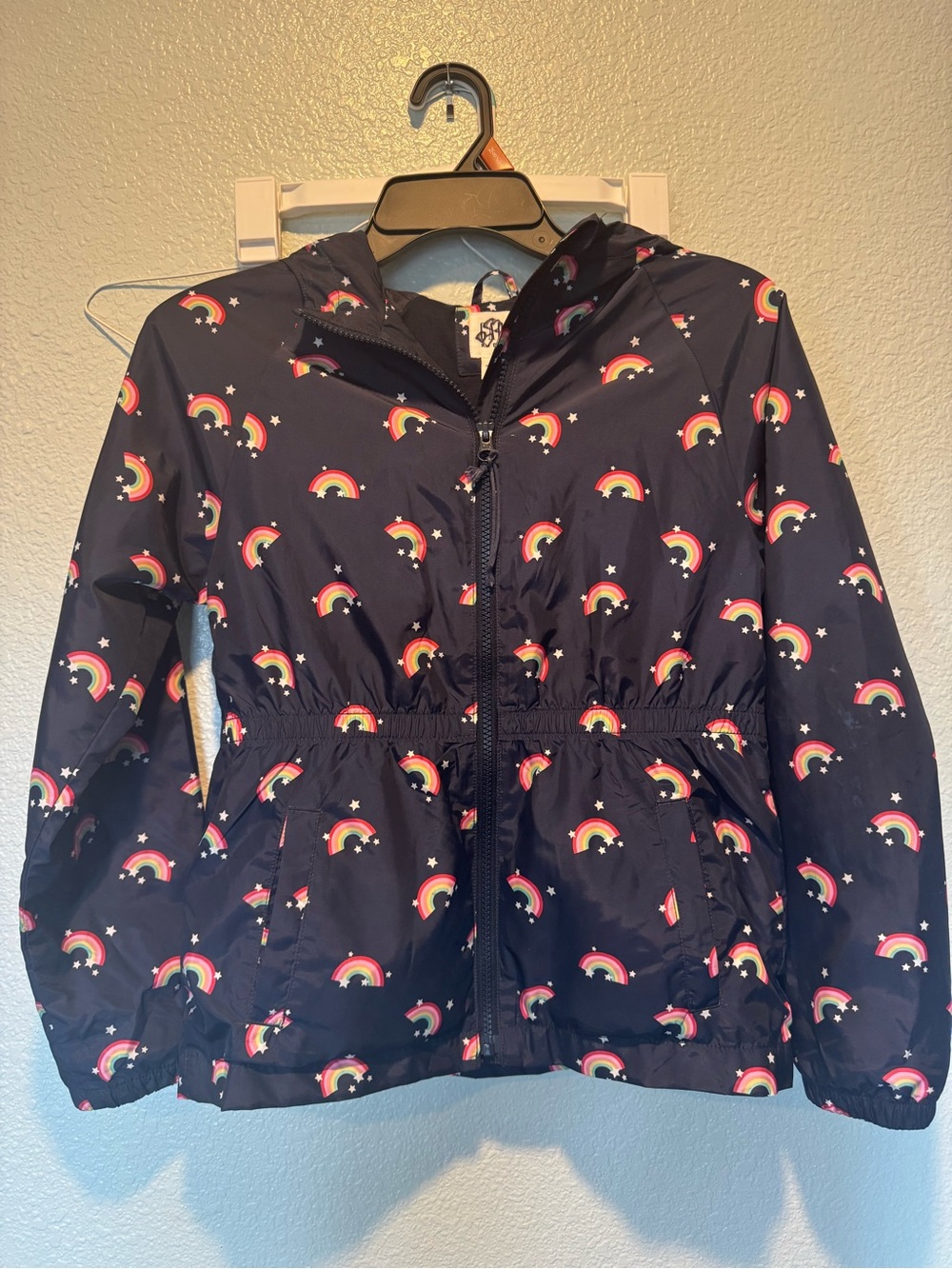 Luc Gap Kids xl (size 10) Rainbow Hooded light Jacket - Navy